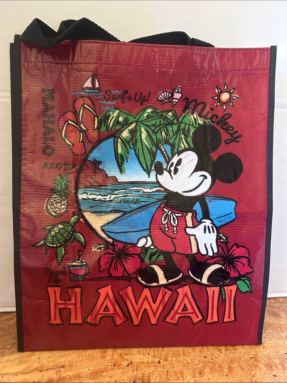NWT Disney Mickey Hawaii Reusable Beach or Shopping Tote Bag - Red